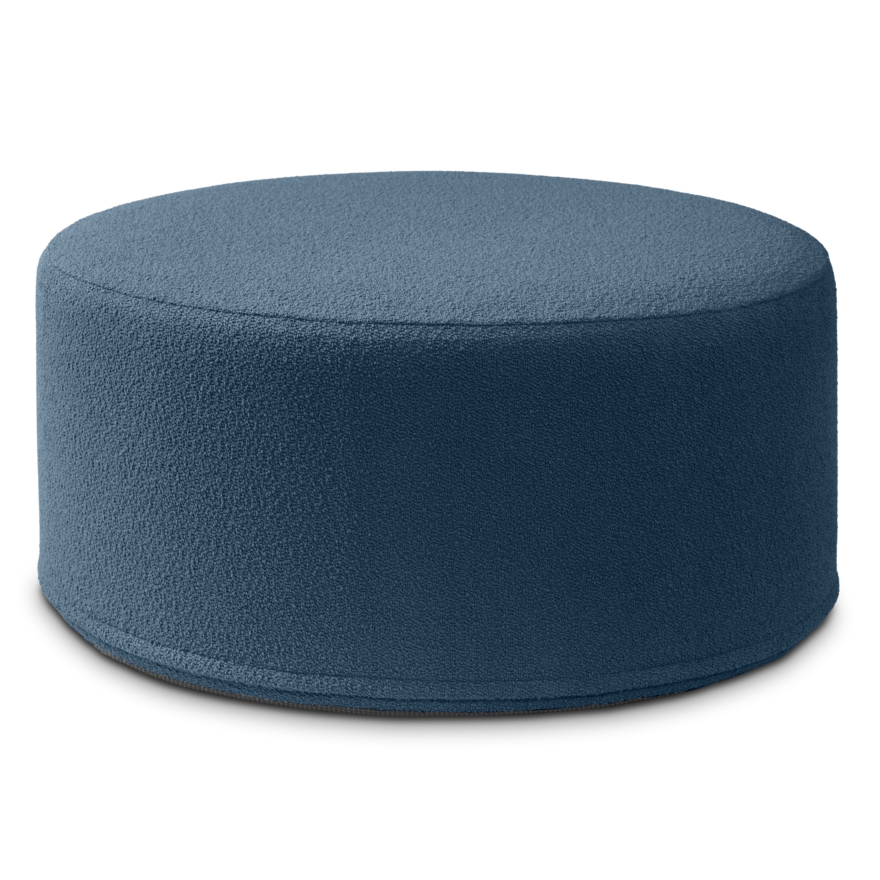 Jaxx Candler Round Coffee Table Ottoman, Large, 36-Inch, Boucle Navy