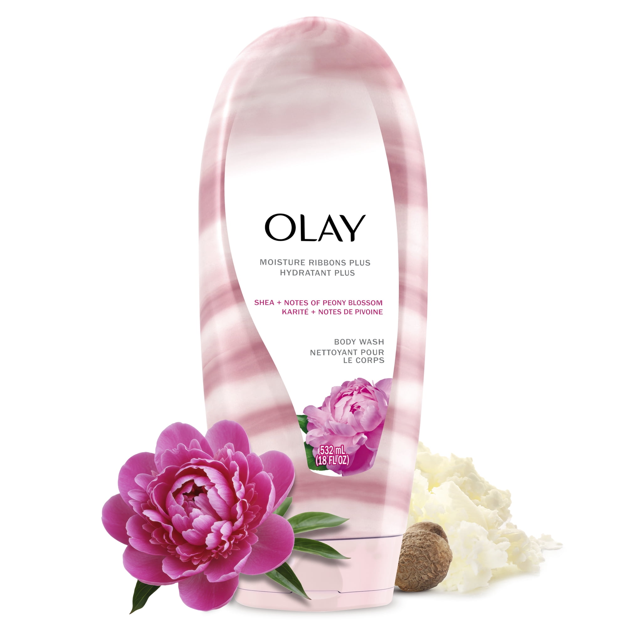 Olay Body Wash, Moisture Ribbons Plus Shea + Peony Blossom, 18 fl oz