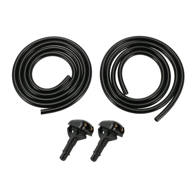 Boquilla de lavado de parabrisas Unique Bargains para Mitsubishi Lancer 2008-2014 No. 61601384859 Frontal Negro con 2 Pcs de manguera de 1 metro 1 juego