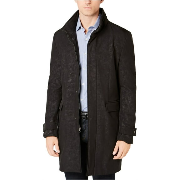 DKNY Mens Dorian Raincoat, Black, 38