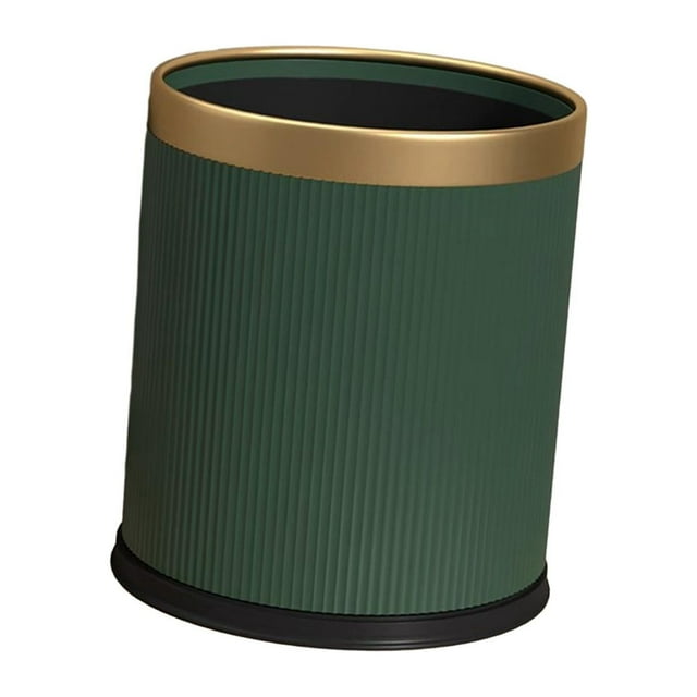 Cubo de basura con tapa abierta, rústico, portátil, multiusos, práctico para cocina De color verde oscuro