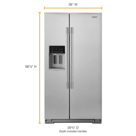 Whirlpool - 20.6 Cu. Ft. Side-by-Side Counter-Depth Refrigerator - Stainless steel