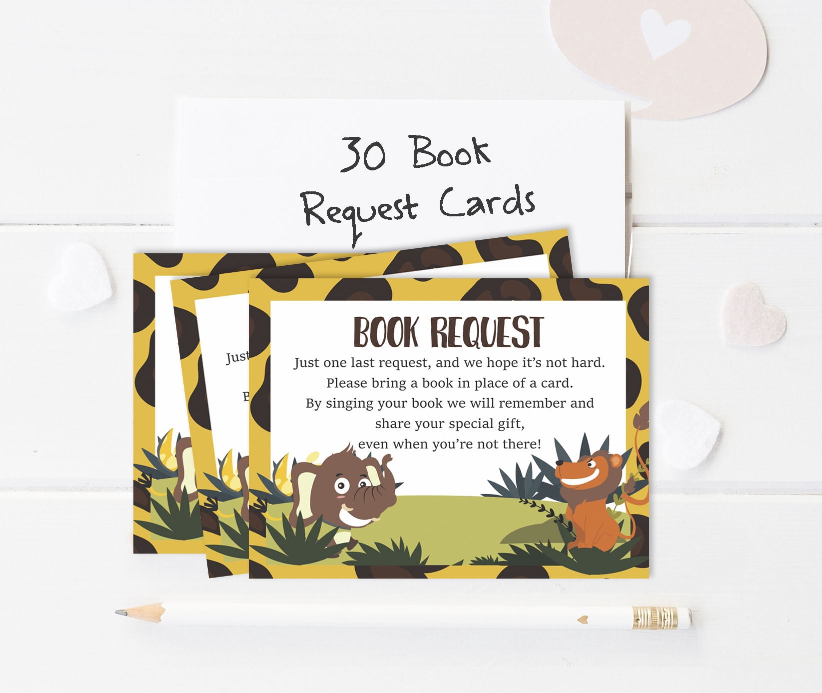 Inkdotpot 30Jungle Animals Gender Neutral Baby Shower Book Request Cards Bring A Book Instead Of A Card Baby Shower Invitations Inserts Games
