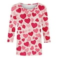 thumbnail image 4 of HaoXianJian Womens Valentines Day Outfit,Valentines Day Womens Tops 2025 Trendy 3/4 Length Sleeve Shirts Cute Heart Print Tee Shirts Fashionable Casual top Size 2X, 4 of 5