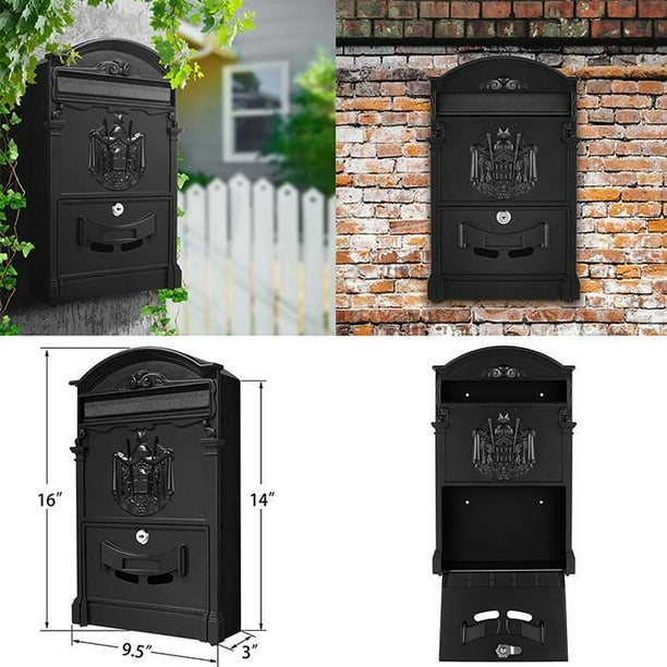 16 9 5 3inch Outdoor Waterproof Locking Wall Mounted Mailbox Lockable Letter Post Box Home Decor With Keys Vintage Design Real Anti Theft Mailbox Onli Walmart Com Walmart Com