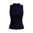 thumbnail image 4 of Shihyeh Women Solid Color Ribbed Round Neck Sleeveless Tank Top Slim Fit Casual Basic Vest for Layering Summer Daily Wear Workout, 4 of 8