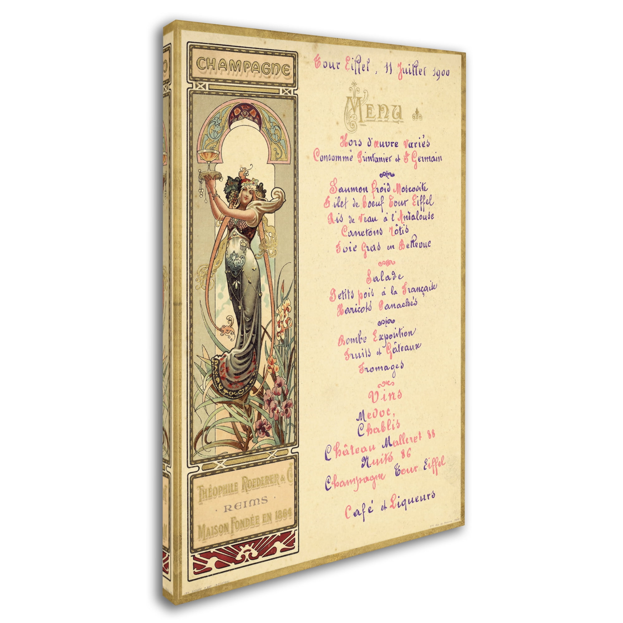 Trademark Fine Art 'Paris Nouveau Menu' Canvas Art by Vintage Apple Collection