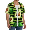 thumbnail image 2 of Fotbe Avocado Green Striped Camisa Estampada de Manga Corta para Hombre, Casual de Verano, Estilo Playero, Sin Arrugas-Large, 2 of 5