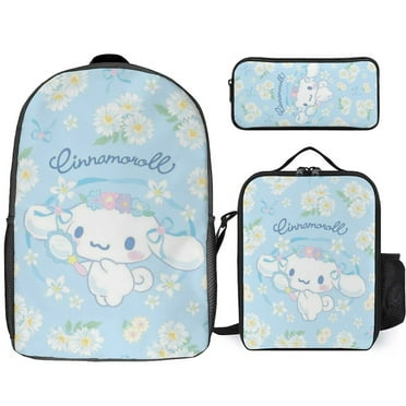Cinnamoroll 3 Pcs Backpack Set With Lunch Bag And Pencil Case Casual Bookbag Lunch Box Pencil Box