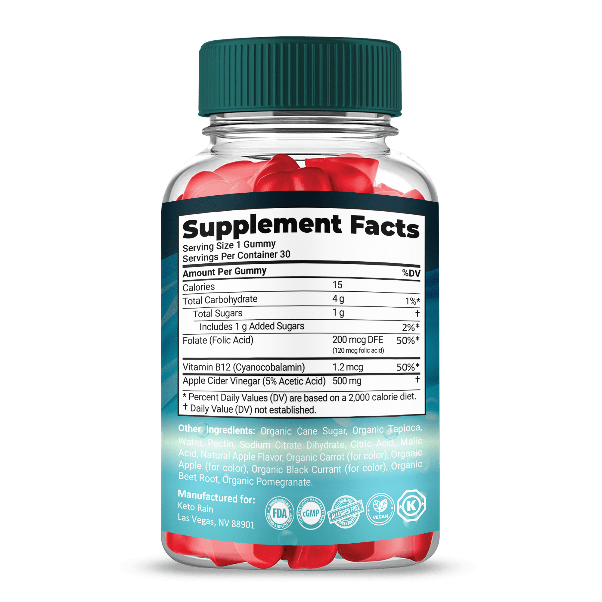 (10 Pack) Keto Rain ACV Gummies, Keto Rain Keto + ACV Gummies, Max Strength Supplement for Men and Women