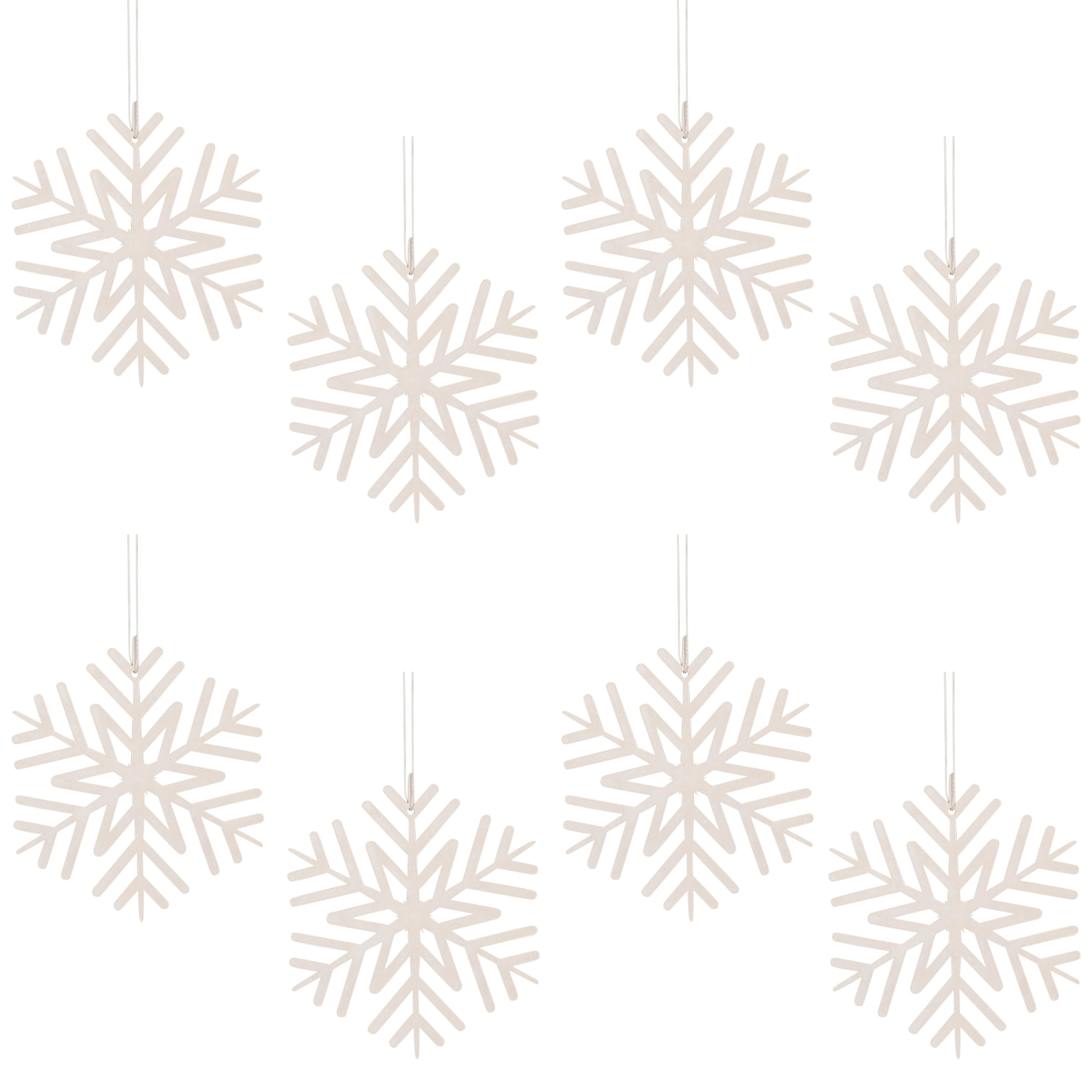 Cut-Out Snowflake Wooden Christmas Ornaments - 5" - Set of 8