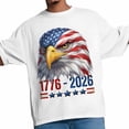 thumbnail image 3 of Independence Day Eagle Men's T Shirts 4th of July Patriotic Red Stripe Blue Star Eagle T-Shirt for Men Crew Neck Tees Cotton Tops White, XL, 3 of 9