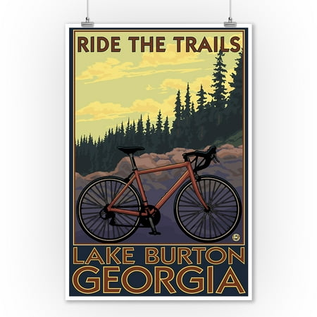 Lake Burton, Georgia - Bicycle Trail Scene - Lantern Press Poster (9x12 Art Print, Wall Decor Travel (Best Bike Trails In Georgia)