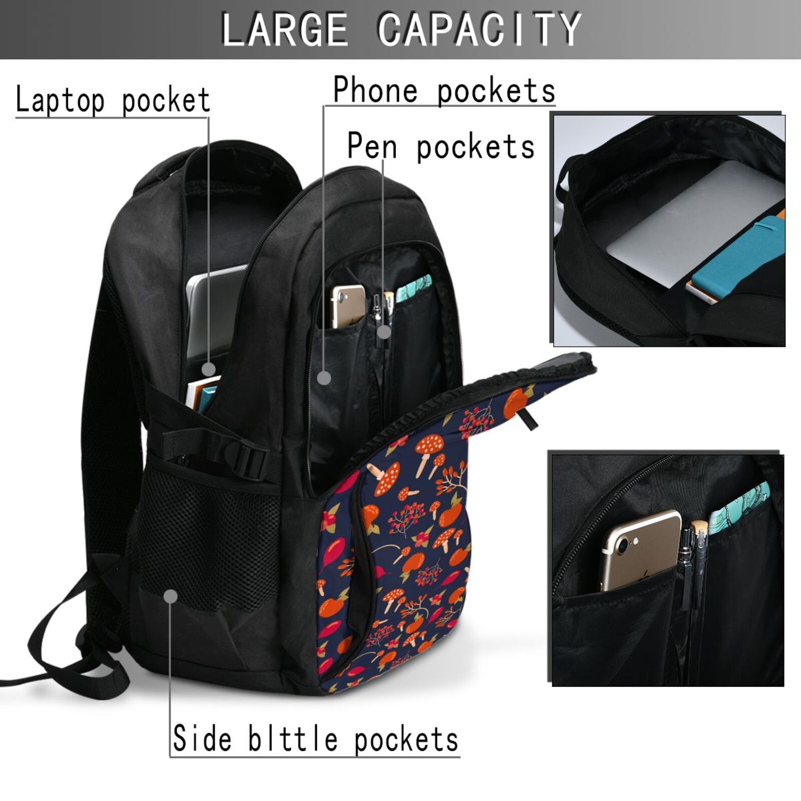 Vsdgher Autumnal Forest Print Travel Laptop Backpack, Laptops Backpack with USB Charging Port, Water Resistant Computer Bag Gift for Men & Women