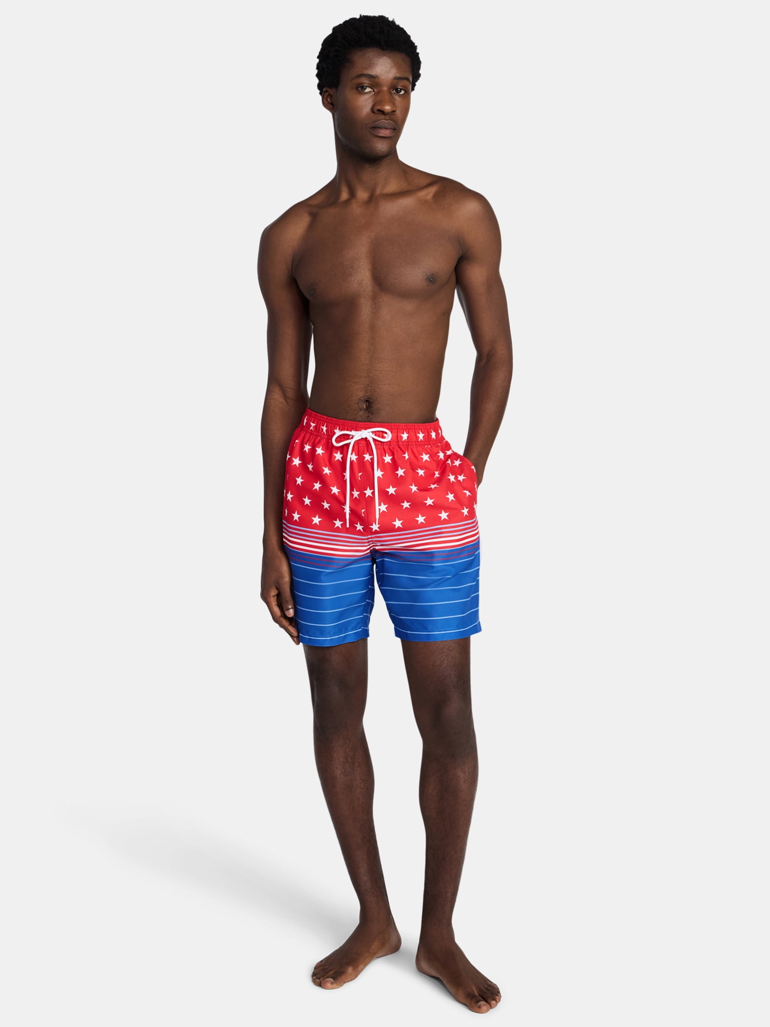 Fourth of July Men's & Big Men's Americana Swim Trunks from Way to Celebrate, 7" Inseam, Sizes S-3XL