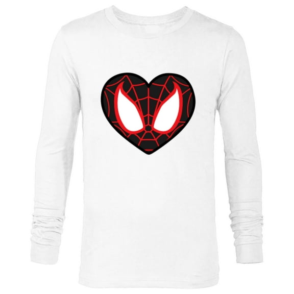 Marvel Ultimate Spider-Man Miles Morales Heart Mask Logo - Long Sleeve T-Shirt for Men - Customized-White