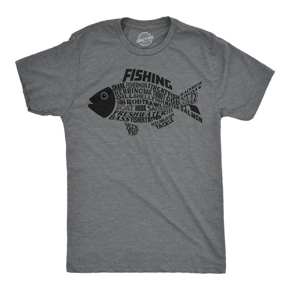 Mens Funny T Shirts Fish Made Of Text Sarcastic Fishing Graphic Novelty Tee for Men Graphic Tees