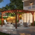 thumbnail image 3 of Outsunny 11' x 12.5' Outdoor Wood Pergola with Grape Trellis for Patio, Deck, Backyard, Lawn, Brown, 3 of 10