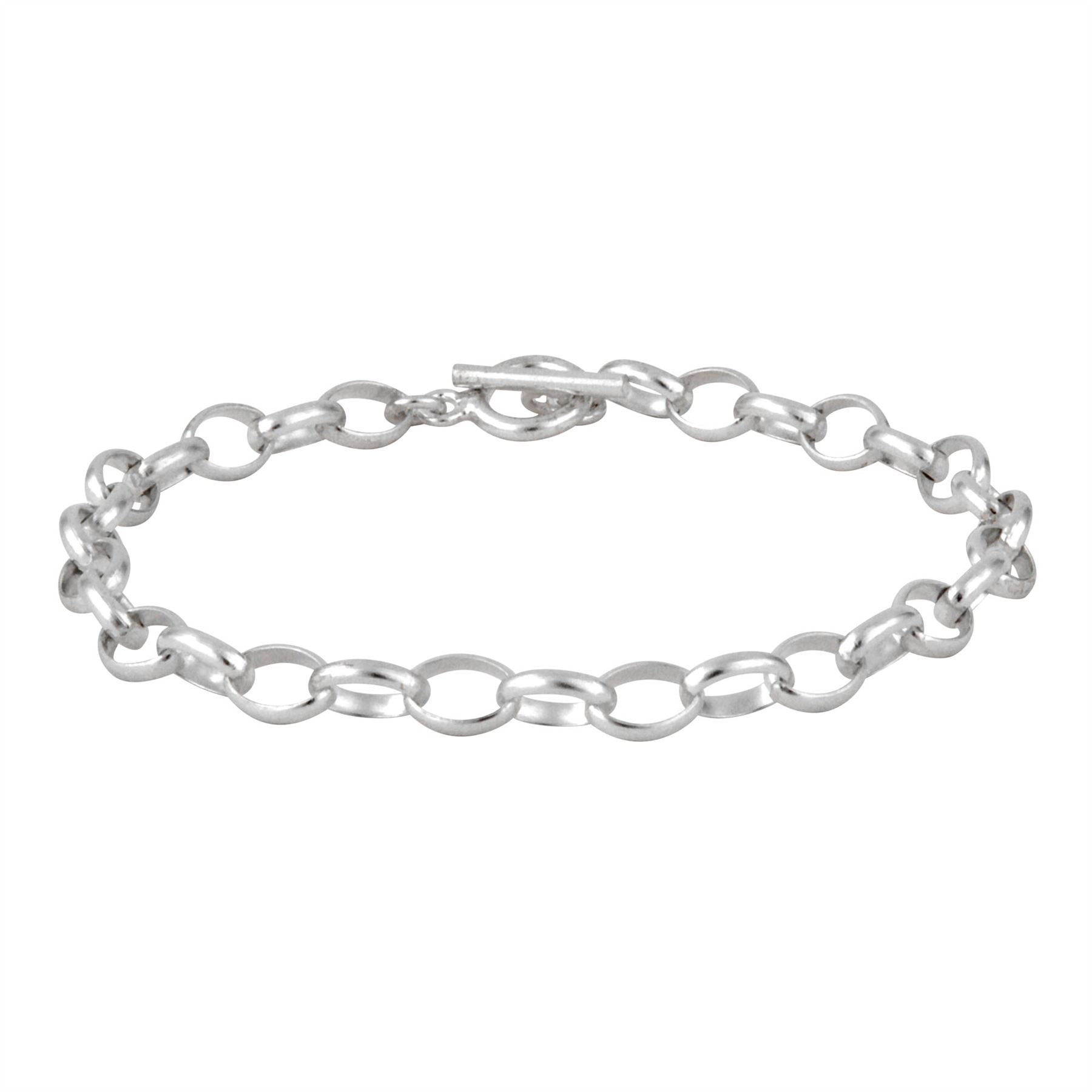 Sterling Silver Knotted Links Toggle Bracelet for Women, 8