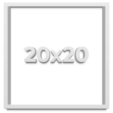 20x20 Shadow Box Frame White | 1 Inches Deep Real Wood Contemporary Shadowbox Display Frame | UV
