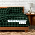 thumbnail image 6 of Bare Home Luxury 100% Cotton Flannel Queen Sheet Set, Deep Pocket, 4-Piece, Buffalo Plaid - Forest Green/Black, 6 of 10