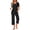 Black, variant on Weekease Two Piece Pajamas for Women Set Crew Neck Short Sleeve Tops Capris Summer Loungewear with Pockets