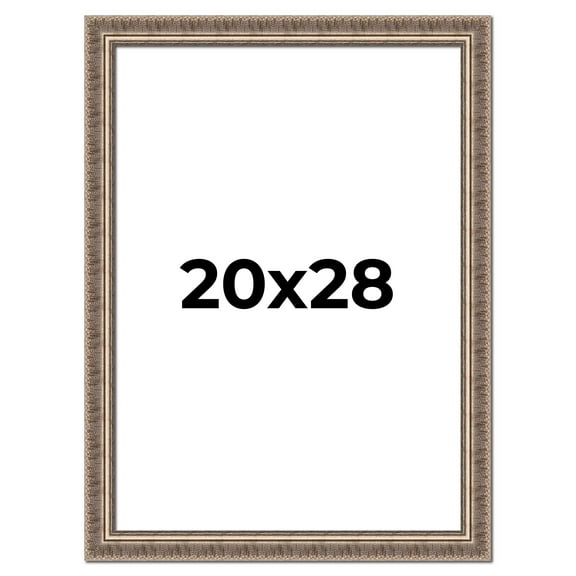 20x28 Frame Silver Harvest Ornate Solid Wood Picture Frame | 1.75 Inch Moulding Width |Mayflower