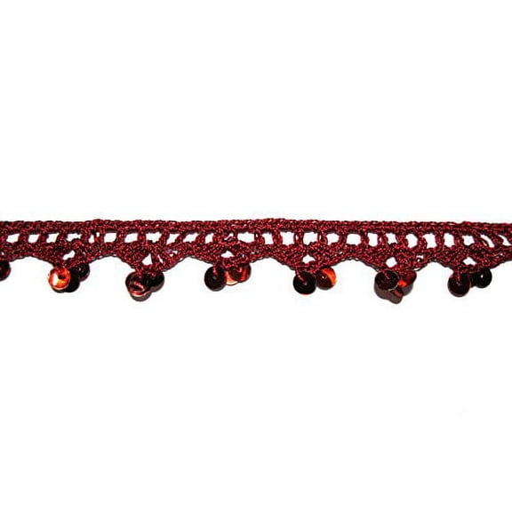 Altotux 0.75" Red Sequins Crochet Lace Trim By Yardage Sewing Notions Crafts