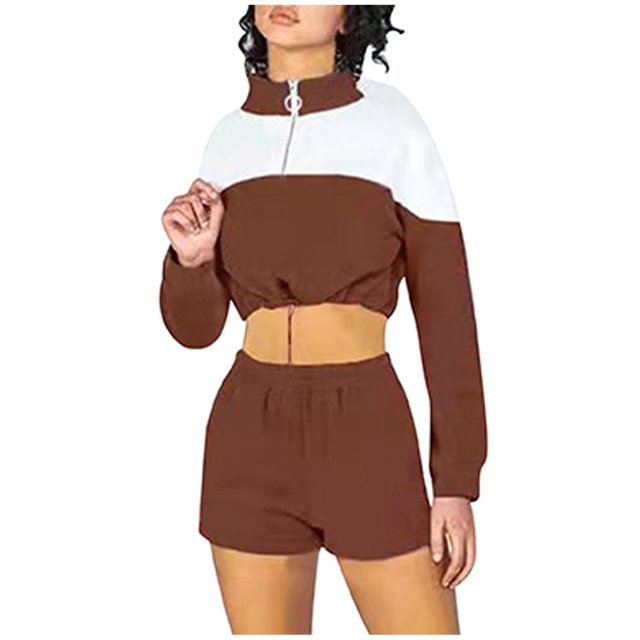 Wyzesi Shorts Suit Women Casual Linen Ladies Solid Color Splicing Drawstring Casual Shorts and Sweatshirt Set Features Swim Shorts Suit Women Inseam Girl Shorts Suit Jean
