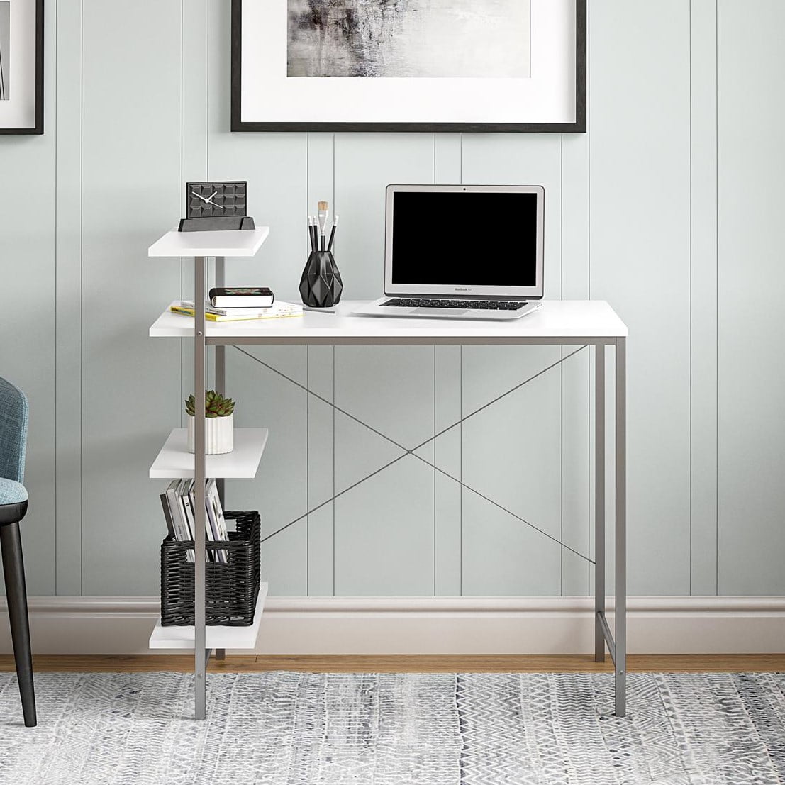 Mainstays Side Storage Desk White