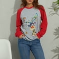 thumbnail image 2 of KOMOO Women Christmas Pullover Sweatshirt Deer Print Long Sleeve T-Shirt Patchwork Xmas Pullover Top, 2 of 9