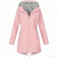 thumbnail image 4 of Edvintorg Rain Jacket Women Long Sleeve Waterproof Hooded Zip Up Raincoat with Pockets Womens Clothes Fashion Clothing Pink M, 4 of 5