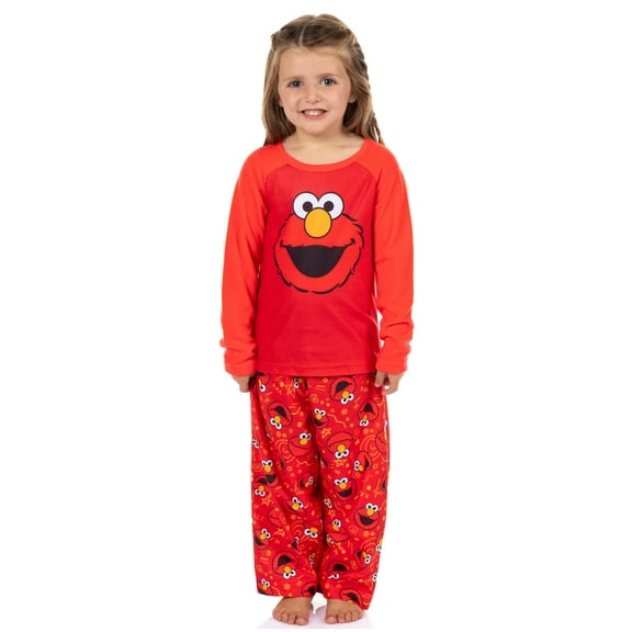 Sesame Street Elmo Pajamas Girls' 2-Piece Long Sleeve Pant Lounge Sleep Set