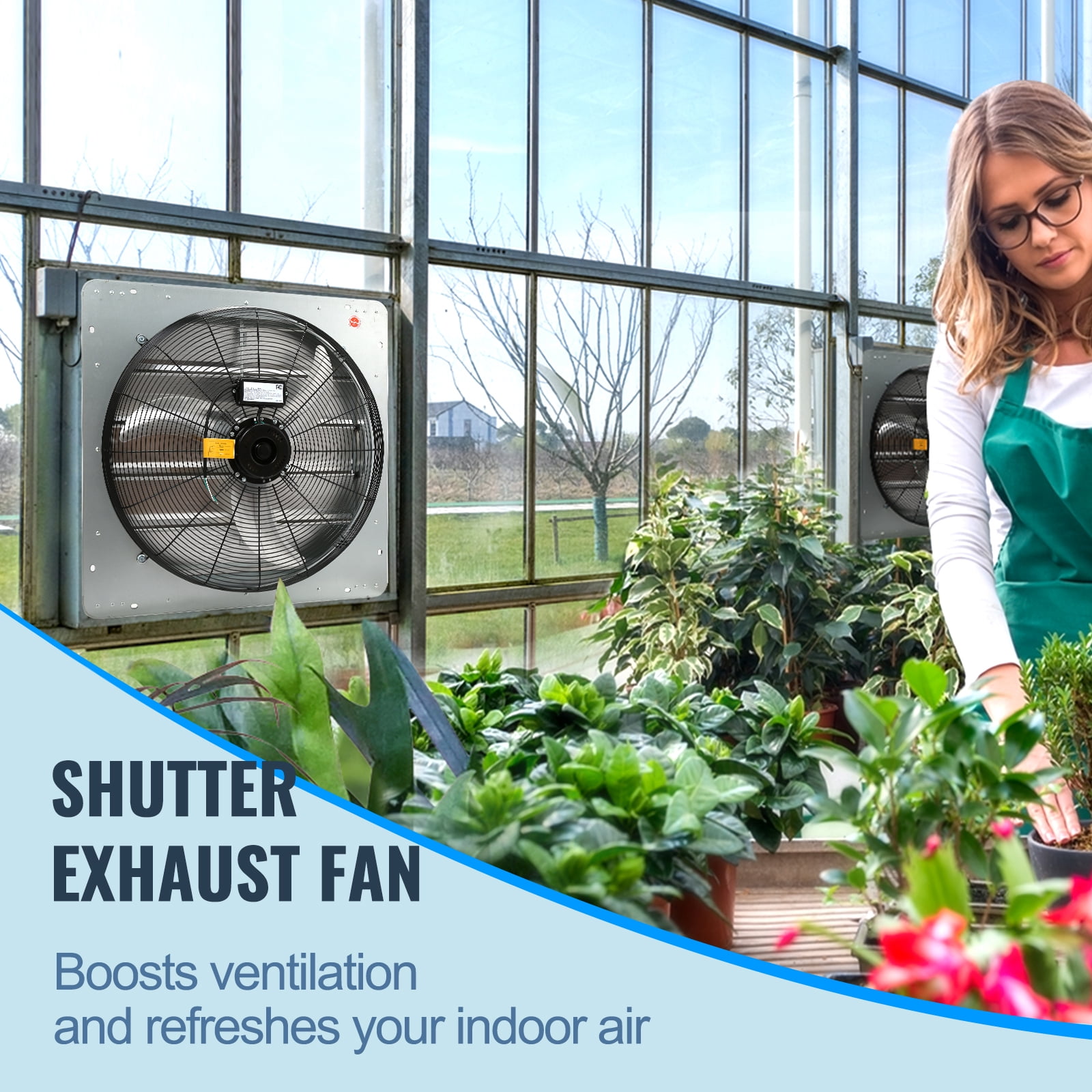 KFFKFF Shutter Exhaust Fan Shop Exhaust Fan 24'' Wall Mounted Aluminum 3320 CFM