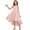 Pink, variant on LIJCC Girls' Satin Asymmetrical High-Low Dress – Sleeveless Sweetheart Neckline with 3D Rose Accents, Flowy Party Gown for Flower Girl, Wedding Guest & Birthday Celebrations