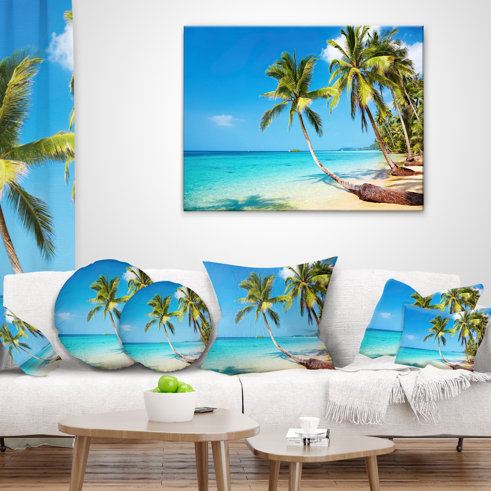 Designart Tropical Beach - Photography Seascape Throw Pillow - 12x20