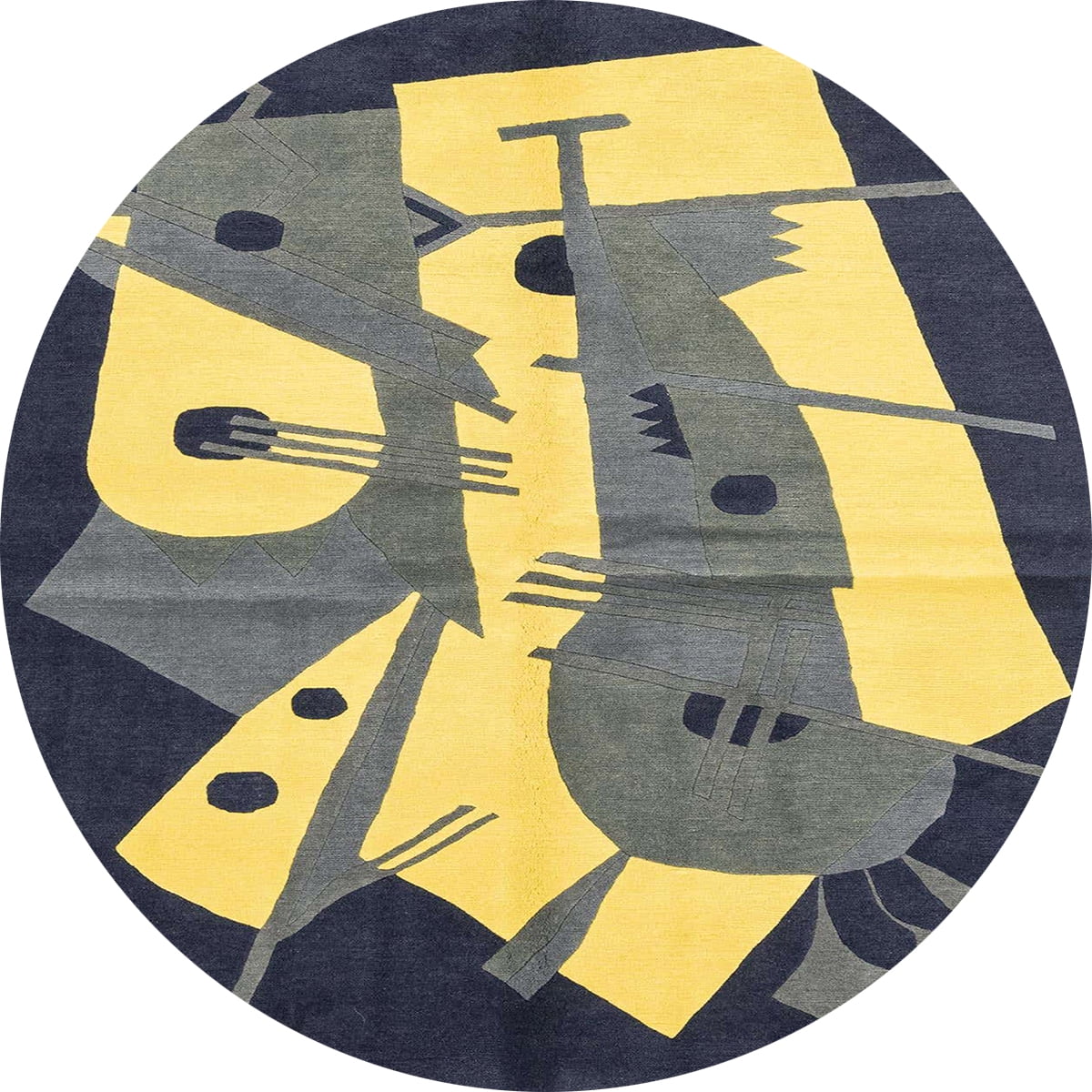 Ahgly Company Machine Washable Indoor Round Abstract Metallic Gold Area ...