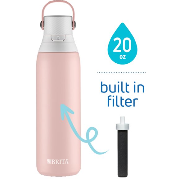 BR-ITA Stainless steel water bottle with filter, premium double insulated, Rose