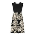 thumbnail image 5 of GaThRRgYP Women's Beach Holiday Sundress Flowy,Fashion Women's Casual Printed Short Sleeved Round Neck Pocket Dress Black L, 5 of 6