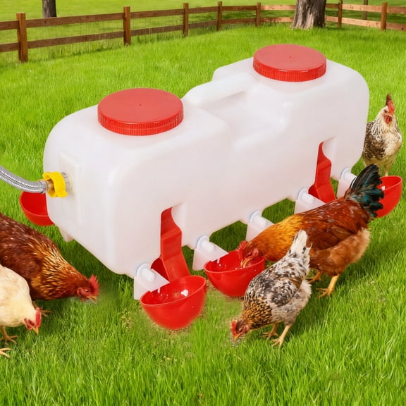 10-Cup Automatic Chicken Waterer - Easy Disassembly & Cleaning Poultry Water Dispenser for Chickens/Ducks/Geese