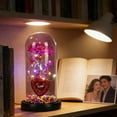 thumbnail image 4 of Valentine Decor Glass Cylinder Light Up Rose "Love" Heart Silver Glitter Flower LED Lights Desktop Carving Home Valentine's Day Gifts, 4 of 7