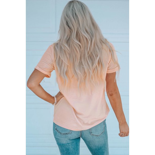 ABPHQTO Camiseta gráfica de manga corta con bloque de color y letras de margaritas rosas para mujer