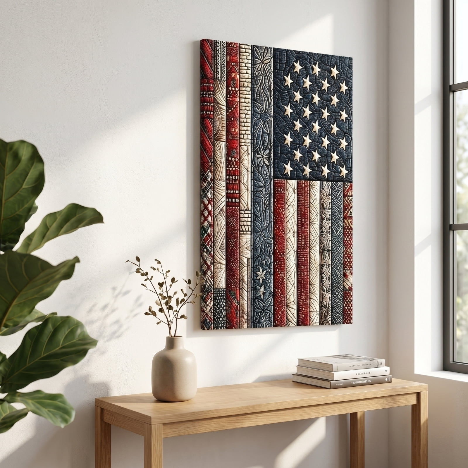 American Flag DIY 5D Patriotic Diamond Painting Kit, USA National Flag Full Drill Embroidery Art Set for Independence Day Themed Home Decor