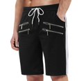 thumbnail image 1 of Aayomet Running Shorts for Men Button Solid Color Pocket Tether Plus Size Mid Wash Shorts (Black, L), 1 of 4