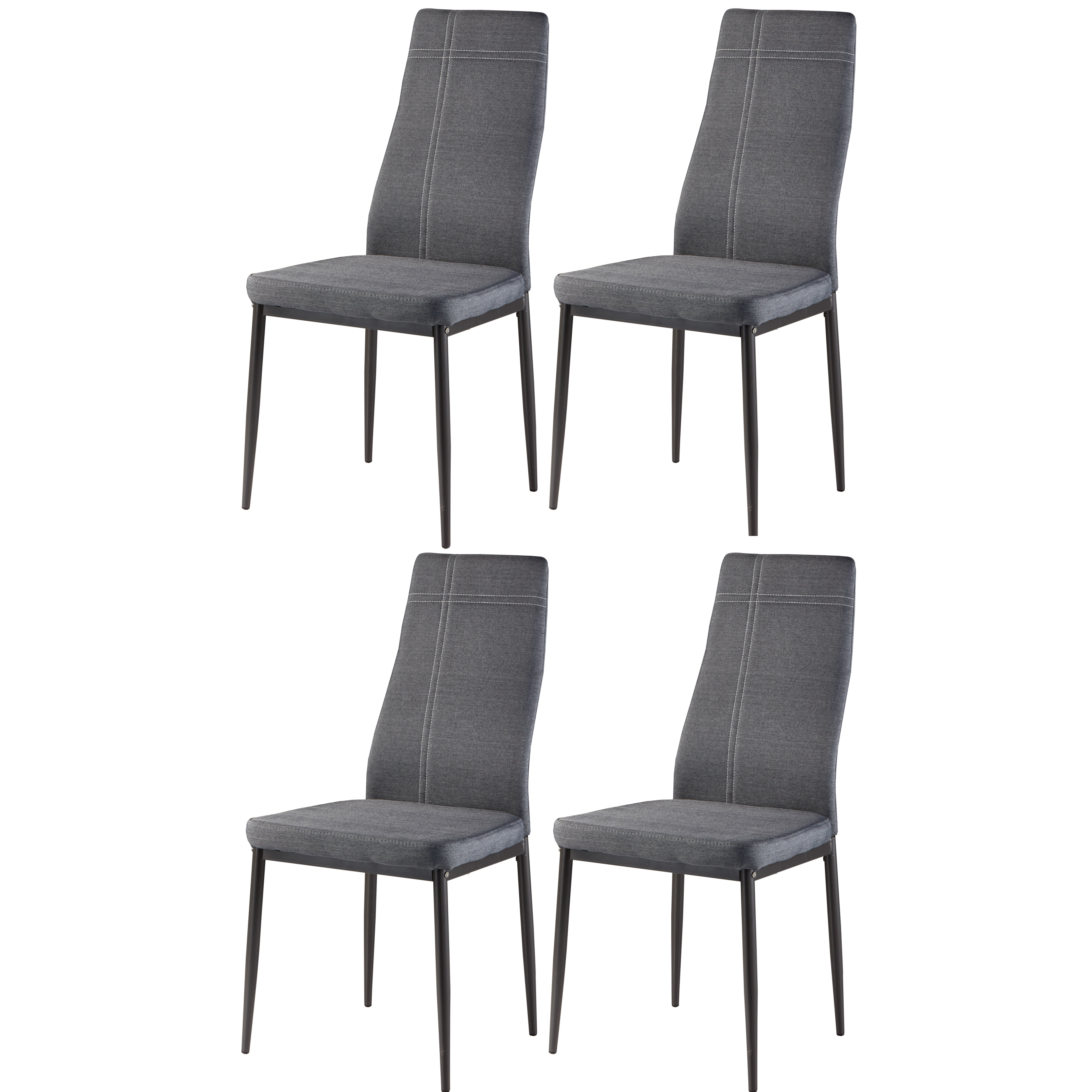 Bri Kitchen Dining Chairs, Gray Fabric & Metal Frame, Modern (Set Of