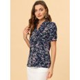 thumbnail image 2 of INSPIRE CHIC Women's Floral Print Rufle Button Up Puff Short Sleeves Blouse Top, 2 of 6