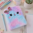 thumbnail image 5 of Lksixu Cartoon Plush Pocket Notebook, 4.3"x5.7" Cute Fuzzy Cat Design Notepads with Sequined Bow, 160 Pages Lined Journal Notebooks, Portable Small Memo Diary for Travel Office Writing Drawing, 5 of 6