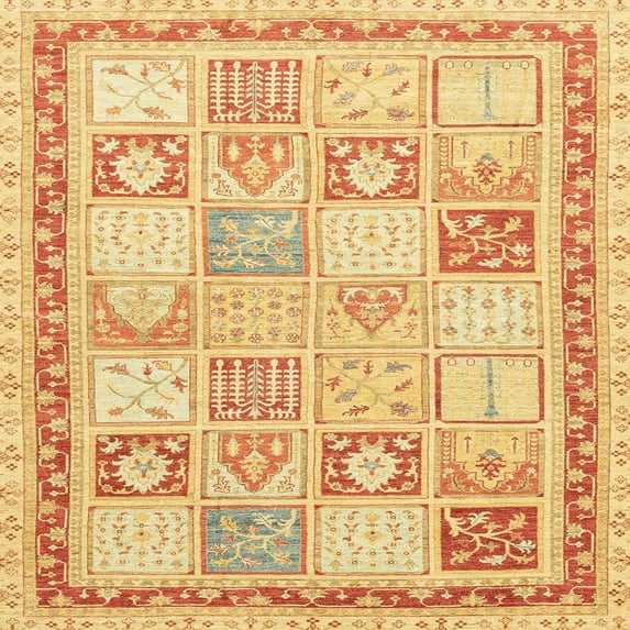 Ahgly Company Machine Washable Indoor Square Abstract Pumpkin Orange Area Rugs, 5' Square