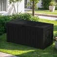 thumbnail image 3 of Devoko 120 Gallon Outdoor Patio Box Deck Plastic Resin Storage Box Backyard, Black, 3 of 7
