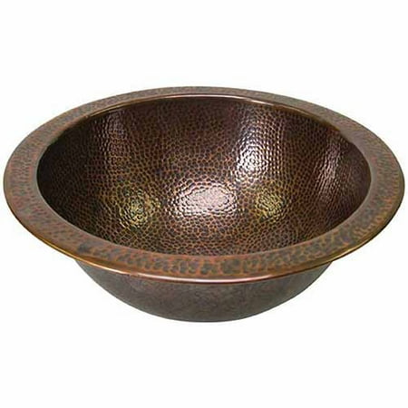 Copper Undermount Bar Houzer HW-CLA1RF Hammerwerks Classic Round Undermount Copper Lavatory Sink, Antique Copper ()